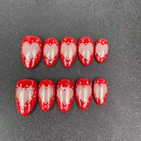 Ongles artificiels forme d'amande peints à la main coeur rouge presse réutilisable de haute qualité sur les ongles en gros