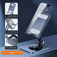 Nouveau support de téléphone de bureau en alliage pliable, flexible, avec triple renforcement antidérapant, rotation à 360 degrés et hauteur réglable, pour vente en gros
