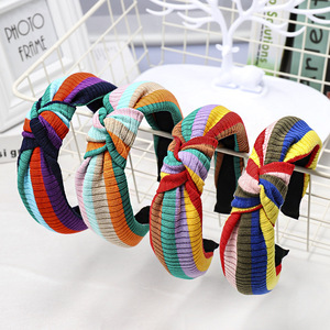 Corea del estilo del arco iris rayas de punto de invierno diadema <span class=keywords><strong>para</strong></span> mujer, accesorios <span class=keywords><strong>para</strong></span> el <span class=keywords><strong>cabello</strong></span> - Product Image 3