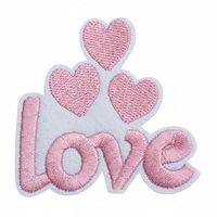 Petits patchs brodés en forme de cœur, motif fleur et cadenas, en feutre écologique thermocollant pour filles, couleur rose, Saint-Valentin