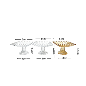 Plateau carré en verre perlé de style européen, élégant support à dessert en verre pour dîner en famille, réunion d'amis, vaisselle de fête - Product Image 6