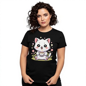 Camiseta de mujer de alta calidad 100% algodón transpirable y anti-pilling logotipo personalizable estampado tamaño ropa de mujer - Product Image 1