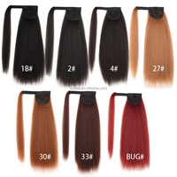 AliLeader Extensions de cheveux synthétiques longues, raides et bouclées, postiches queue de cheval à clipser, postiches queue de cheval Yaki à enrouler