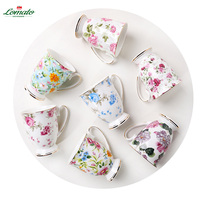 Ensemble de tasses à café en céramique de haute qualité, design floral, en porcelaine fine, avec finition émaillée, style nordique, personnalisable, idéal comme cadeau créatif.