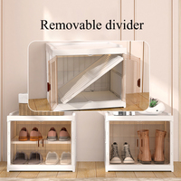 QM Armoire à chaussures pliante en plastique à 6 couches avec roues Boîte à chaussures magnétique monobloc Double rangée Grand étagère à chaussures pliable Utilisation Stockage