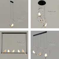 Lustre suspendu moderne et créatif à 6 oiseaux, lampe LED rotative ronde nordique pour la décoration intérieure, avec éclairage LED - Grande Vente