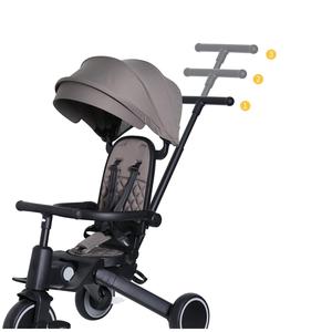 Triciclo para niños con freno enlazado de alta calidad de fábrica, triciclo para bebés de fácil plegado con respaldo tumbado y asiento giratorio para montar en coche - Product Image 6