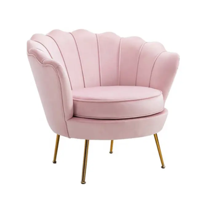 Concha de couro nórdico para cadeiras, sofá de couro rosa relaxante para cadeiras, sala de estar, veludo