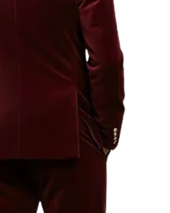 Veste de Costume Formelle Rouge Bordeaux Luxe Élégante Coupe Slim Douce pour Soirée - Product Image 5