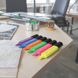 Đức 6pcs phẳng Tip Clip Highlighter bút thiết lập Kích thước bình thường đánh dấu với mực nhựa đầy màu sắc cho các trường học sử dụng - Product Image 3