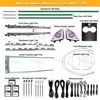 Kit d'éclairage d'ambiance LED pour Tesla Model 3/Y 2021+, 64 couleurs, gravure laser, éclairage intérieur de voiture, kit d'amélioration de l'éclairage
