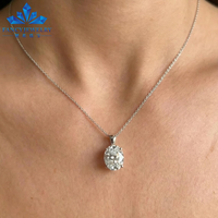 Pendentif en diamant de laboratoire taille ovale 1CT 1.5CT 2CT 2.5CT 3CT 3.5CT 4CT 5CT personnalisable avec collier en or, bijoux fins pour cadeau