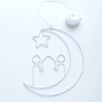Guirlande lumineuse LED RUIYI Eid Mubarak, lumière chaude, étanche, en fer forgé, lune, étoile, château, piles AA, intérieur/extérieur, Ramadan
