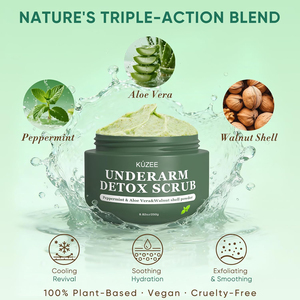 <span class=keywords><strong>Exfoliante</strong></span> <span class=keywords><strong>Corporal</strong></span> Humectante para Axilas con Cáscara de Nuez, Mentol y Aloe Vera para Eliminar Olores, Desodorantes, Acumulaciones y Manchas Oscuras - Product Image 3