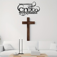 1 pièce Décoration murale en fer avec verset biblique espagnol, Symbole religieux, Statue suspendue, Art mural d'anniversaire