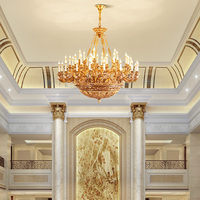 Lustre en laiton de style empire royal européen église hôtel lampes suspendues de luxe lumières pour bar à la maison de haute qualité