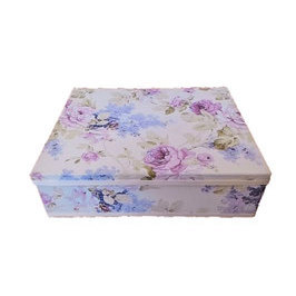 Caja de Almacenamiento de Algodón con Rosas de Glicinia - Product Image 1