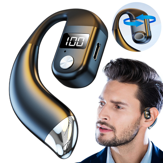 K26 Single Ear Hook Business Headset for Sport Office 180° Rotating Handfree Earpiece Connect Two Devices OWS Wireless Earphone
