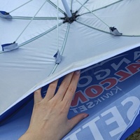 Parasol de plage manuel en polyester résistant, à double couche, avec doublure argentée, anti-UV, personnalisable, avec franges