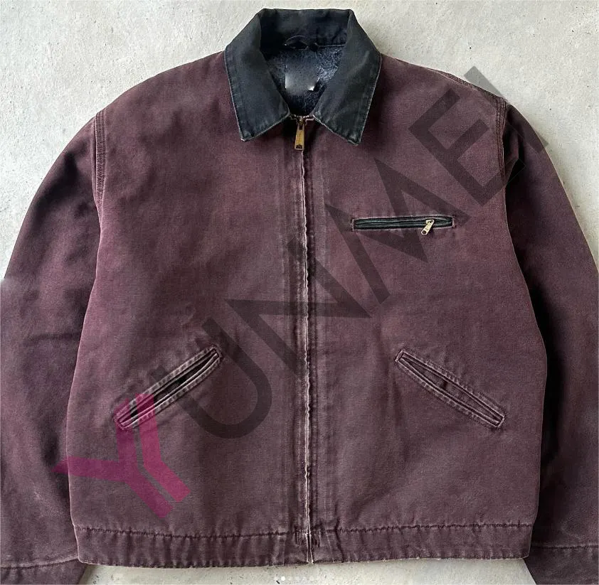 Yunmei üretici özel Vintage Denim iş ceketler kış marangoz tuval Trucker moda Y2K erkekler için Streetwear ceketler