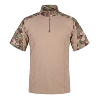 T-shirt tactique vert camouflage à manches courtes, style oversize, tricoté, imprimé numériquement, avec fermeture éclair