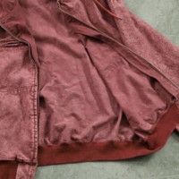 Blouson bomber Cagro pour homme en toile de canard rose épaisse personnalisée, lavée, avec capuche, fermeture éclair, logo imprimé et effet vieilli, coupe courte