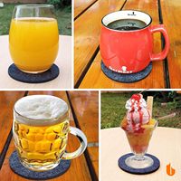 Vente chaude pas cher coloré 4in écologique 100% biodégradable absorbant antidérapant feutre sous-verres ensemble de table pour boissons bar maison