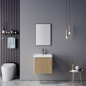 Meuble de salle de bain en contreplaqué rustique naturel abordable avec miroir et lavabo pour petits espaces – Vente chaude en gros - Product Image 4