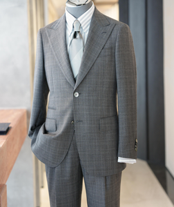 Blazer gris <span class=keywords><strong>sur</strong></span> <span class=keywords><strong>mesure</strong></span> pour homme, coupe slim, avec demi-doublure et motif écossais, pour costumes d'été - Product Image 1