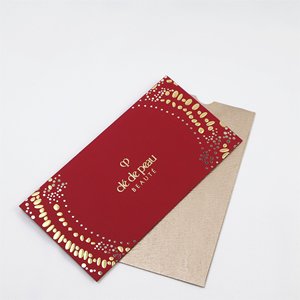Sobre <span class=keywords><strong>de</strong></span> Cartón Rojo <span class=keywords><strong>de</strong></span> Lujo con Estampado Dorado en Relieve, Logotipo Personalizado, Porta Tarjetas <span class=keywords><strong>de</strong></span> Regalo <span class=keywords><strong>de</strong></span> Papel Premium, Elegante Sobre para Invitaciones <span class=keywords><strong>de</strong></span> <span class=keywords><strong>Boda</strong></span> - Product Image 2