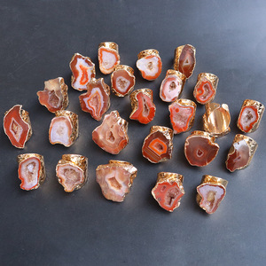 Anillos de Ágata Natural de Alta Calidad, 100% Naturales, Geoda Irregular, Piedra Genuina con Orificio, Anillo de Cristal Rojo Rosa para Mujer, Ajustable - Product Image 6