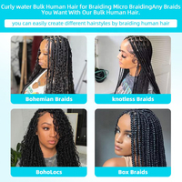 Cheveux humains brésiliens vierges Remy, ondulés naturels, en vrac, pour tressage, double trame, 100% bruts