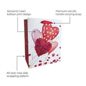 VT02 Ready to Ship Valentine Torte <strong>Bag</strong>, Love Balloon &amp; Roses Paper Gift <strong>Bags</strong> - Product Image 5