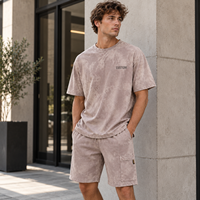 Ensemble deux pièces IKDEER pour homme : T-shirt oversize délavé et short cargo à poches, idéal pour l'été, tenue décontractée de tous les jours