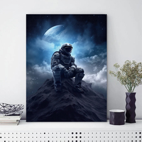 Tuval Boyama Astronot Ay Portresi Lüks Modern Sanat Posterler Baskılar Özel Boyut Duvar Sanatı HD Resim Odası Ev Dekor