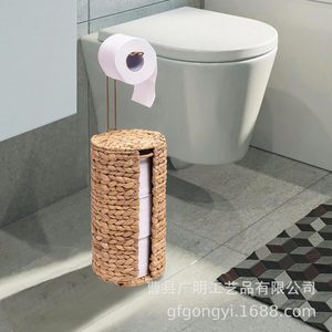 Cesta de Almacenamiento de Papel Higiénico de Paja Tejida a Mano, Tipo Redondo, Color Lino, para Baño - Product Image 4