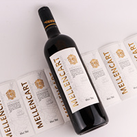 Étiquettes de bouteille de vin personnalisées imprimées, durables, avec estampage holographique doré, gaufrées, adhésives, résistantes à l'huile, avec logo de marque privé