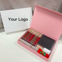 Vente chaude Halloween Noël Coffret Cadeau Rouge à Lèvres Mat Liquide Marque Privée Maquillage Étanche Brillant à Lèvres poudre compacte