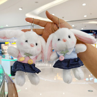 Porte-clés en peluche lapin adorable, pendentif lapin en peluche de dessin animé, breloque de sac animal mignon, cadeau d'anniversaire pour enfants, accessoire pour sac à dos et sac à main
