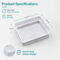 Boîte en plastique PET transparente rectangulaire jetable pour l'emballage du pain, qualité alimentaire, modèle DT-1034, taille et logo personnalisés
