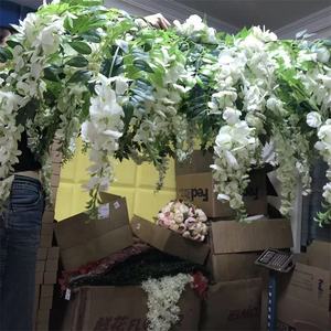 Nouveau Design U-3228 taille OEM couleur soie artificielle <span class=keywords><strong>Wistaria</strong></span> fleur de plafond suspendue pour décoration de mariage - Product Image 2