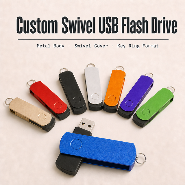 Portable Metal Swivel Flash Disk USB Flash Custom Logo 2.0 4GB 8GB 16GB 32GB 64GB Pendrive Thumb Drive for Promotion Gift