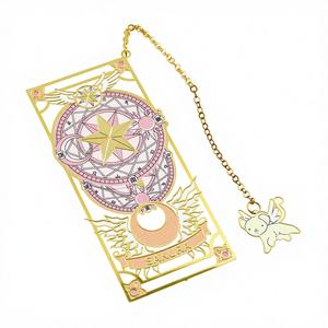 Marcapáginas metálico hueco transfronterizo de anime <span class=keywords><strong>Cardcaptor</strong></span> <span class=keywords><strong>Sakura</strong></span> con colgante metálico para estudiantes y material escolar - Product Image 1