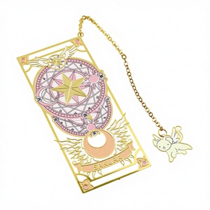 Cross-border Anime Cardcaptor Sakura Metal Hollow Bookmark with Metal Charm Pendant for Learning Student Stationery