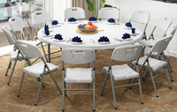 Table et chaises pliantes rondes en plastique portables de 4 pieds, 5 pieds, 6 pieds pour événements