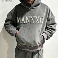 Ensemble survêtement vintage streetwear surdimensionné pour homme : sweat à capuche imprimé strass avec logo personnalisé et pantalon de survêtement large 2 pièces