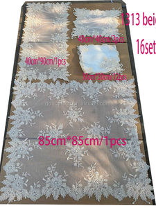 Bianco natale <span class=keywords><strong>tovaglia</strong></span> ricamo organza <span class=keywords><strong>runner</strong></span> tavolo <span class=keywords><strong>con</strong></span> perline e paillettes - Product Image 4