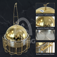 Nouveau design – Plat de service de luxe en acier inoxydable doré 201 de 10 L pour alcool, idéal pour la restauration, les mariages, les banquets d'hôtel et les buffets (chauffe-plat)