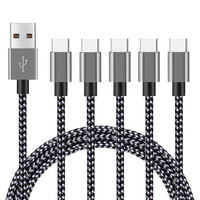 Kabel Pengisian Cepat USB Type C Nylon Braided 1m 1.2m untuk Pengisi Daya Ponsel, Kabel Sinkronisasi Data untuk Android dan Komputer
