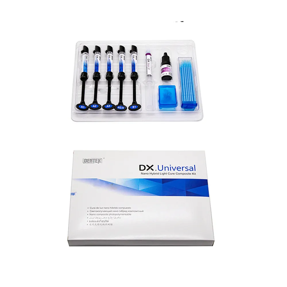 Dentex Dental Universal Nano Hybrid Composite Light Cure Composite Kit Acid Etching Gel A1 A2 A3 A3.5 B1 Shade